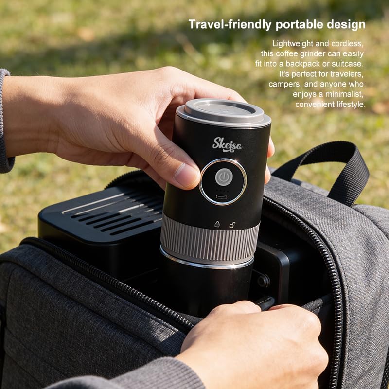 Portable Manual Coffee Brewing Set, USB Rechargeable Coffee Grinder with Stainless Steel Conical Dripper Filter Combo, Multi-Function Coffee Maker Kit for Outdoor Camping Hiking Office Car Travel