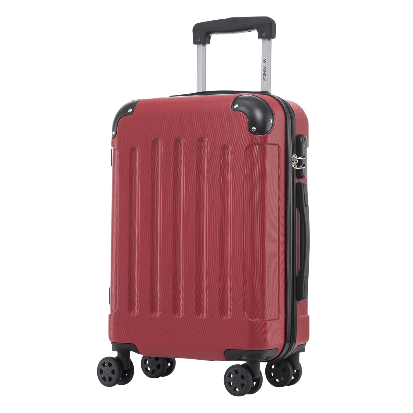 YONSLY Trolley Reisekoffer Set, Koffer Suitcase, Rollkoffer Handgepäck Hartschalenreisekoffer mit Zahlenschloss, 4 Rollen 360°, Weicher Gummigriff