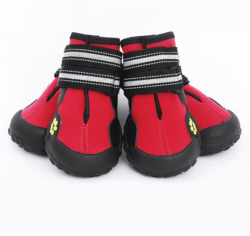 Dog Shoes Waterproof Anti-slip Pet Dog Puppy Boots for Injured Paws Soft Non-slip Paw Protector 4PCS,Red