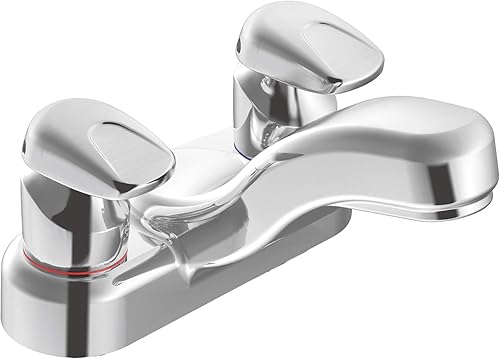 Moen 8886 M-Press - Grifo de baño con dosificación central de 4 pulgadas con dos asas, 0.5, cromado