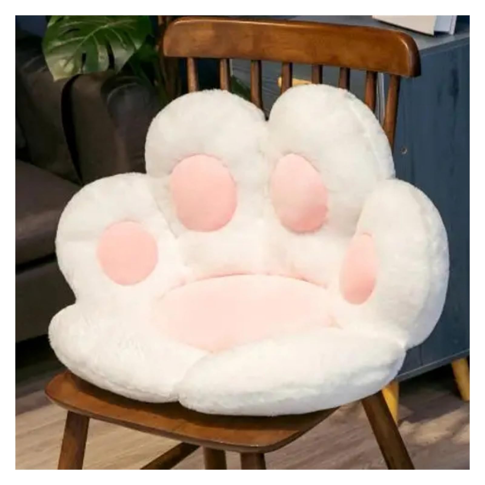 Hviyroi car seat cushion 70x60cm Cat Paw Plush Seat Sofa Cushion Home Office Car(WHITE)