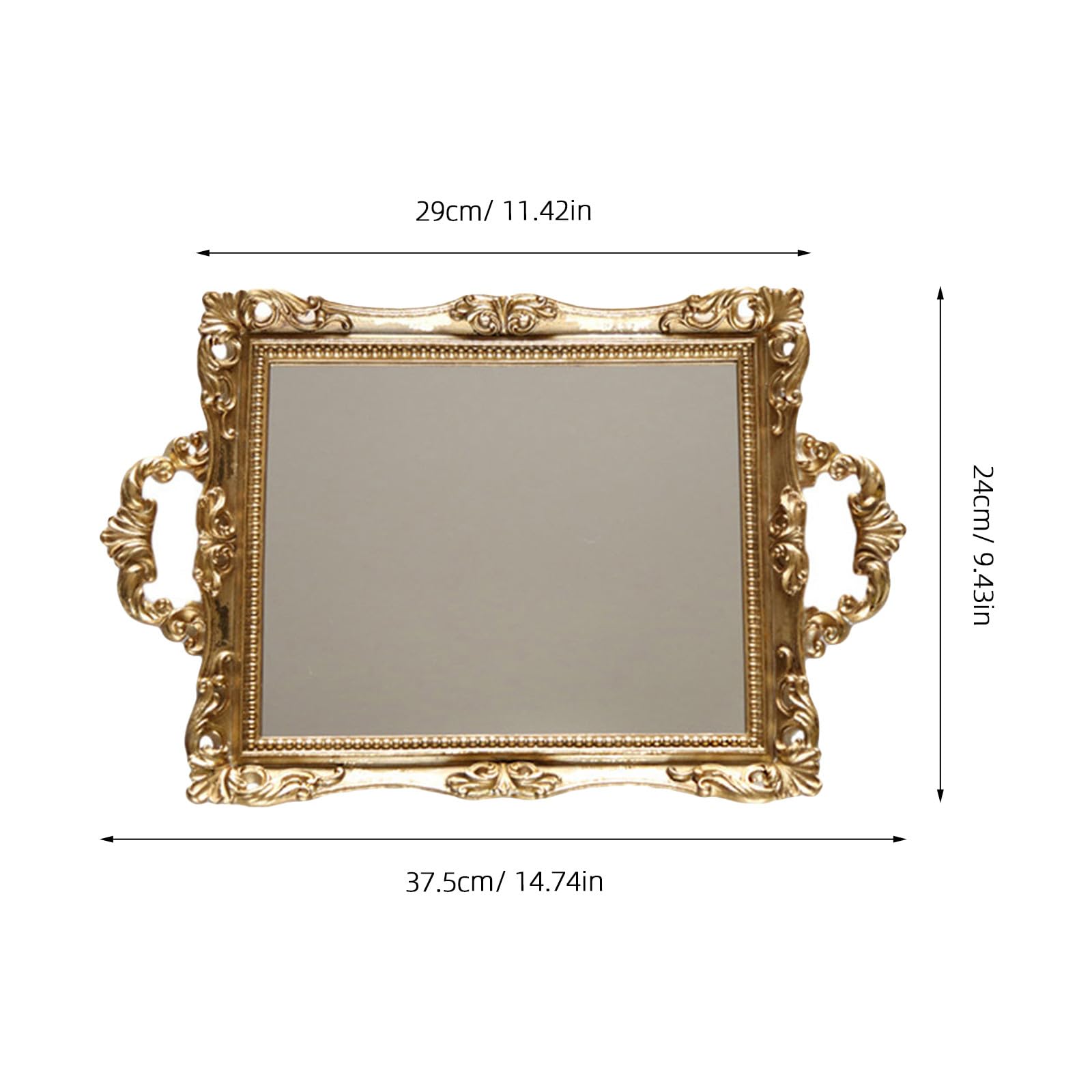 Centrotavola Moderno in Resina e Specchio Dorato, Vassoio Decorativo Piatto Stile Nordico Retrò per Esposizione Dolci e Frutta, per Matrimonio e Hotel