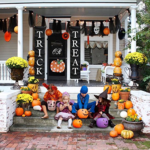 Partytalk 3Pcs Trick Or Treat Halloween Banner Outdoor, Halloween Hanging Sign For Home Office Porch Front Door Halloween Decorations #TOP4