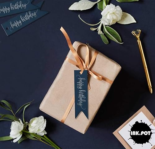 Miniatura 20 de Etiquetas de papel para colgar con texto en inglés «Happy Birthday», 100 unidades Azul,Aqua Blue,Negro -,azul, cerceta (Dark Teal Blue),Rosa