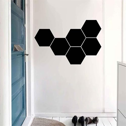Miniatura 2 de Melissalove 6 pegatinas de pared de panal geométricos hexágonos pegatinas de pared de vinilo decoración del hogar 9.4x11.0 in D625 (negro)