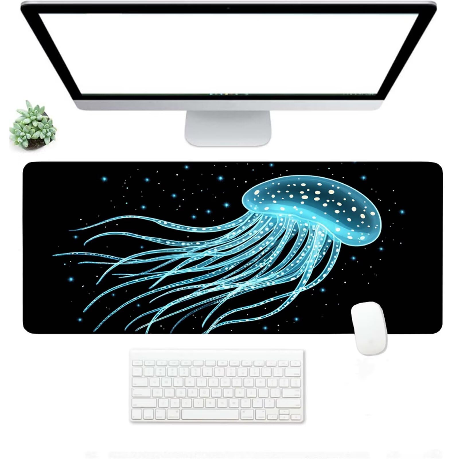 Podkładka pod mysz XXL 1000 x 500 x 3 mm, duża czarna podkładka pod mysz z wodoodporną i antypoślizgową gumową meduzą pod ręką biurko zszyte krawędzie, poprawia precyzję i szybkość dla gracza W-256
