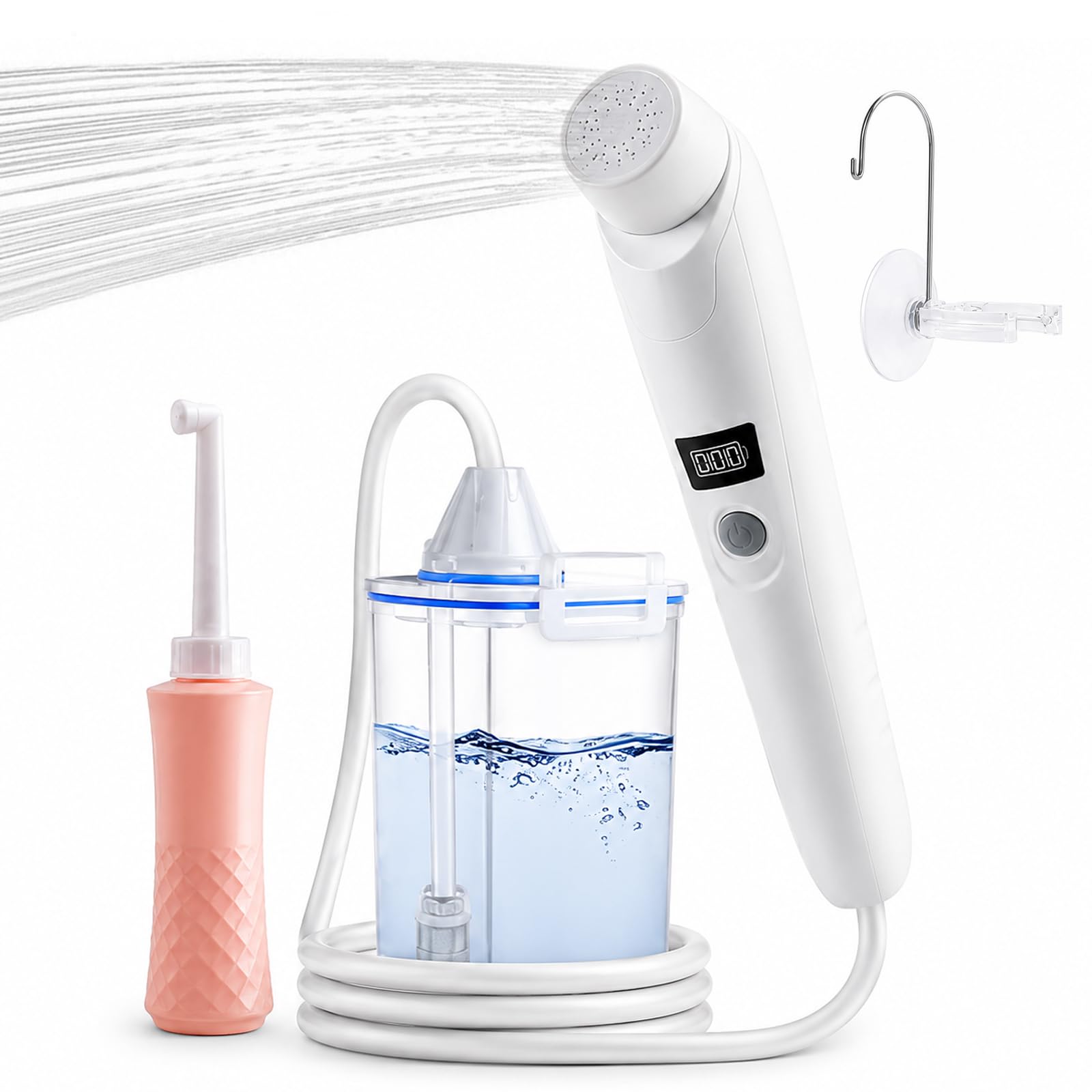 Bidet portatile, bidet da viaggio elettrico, doccetta per doccia con serbatoio dell'acqua, bottiglia per doccia intima, letto settimanale e toilette all'aperto, campeggio, per uomini e bambini