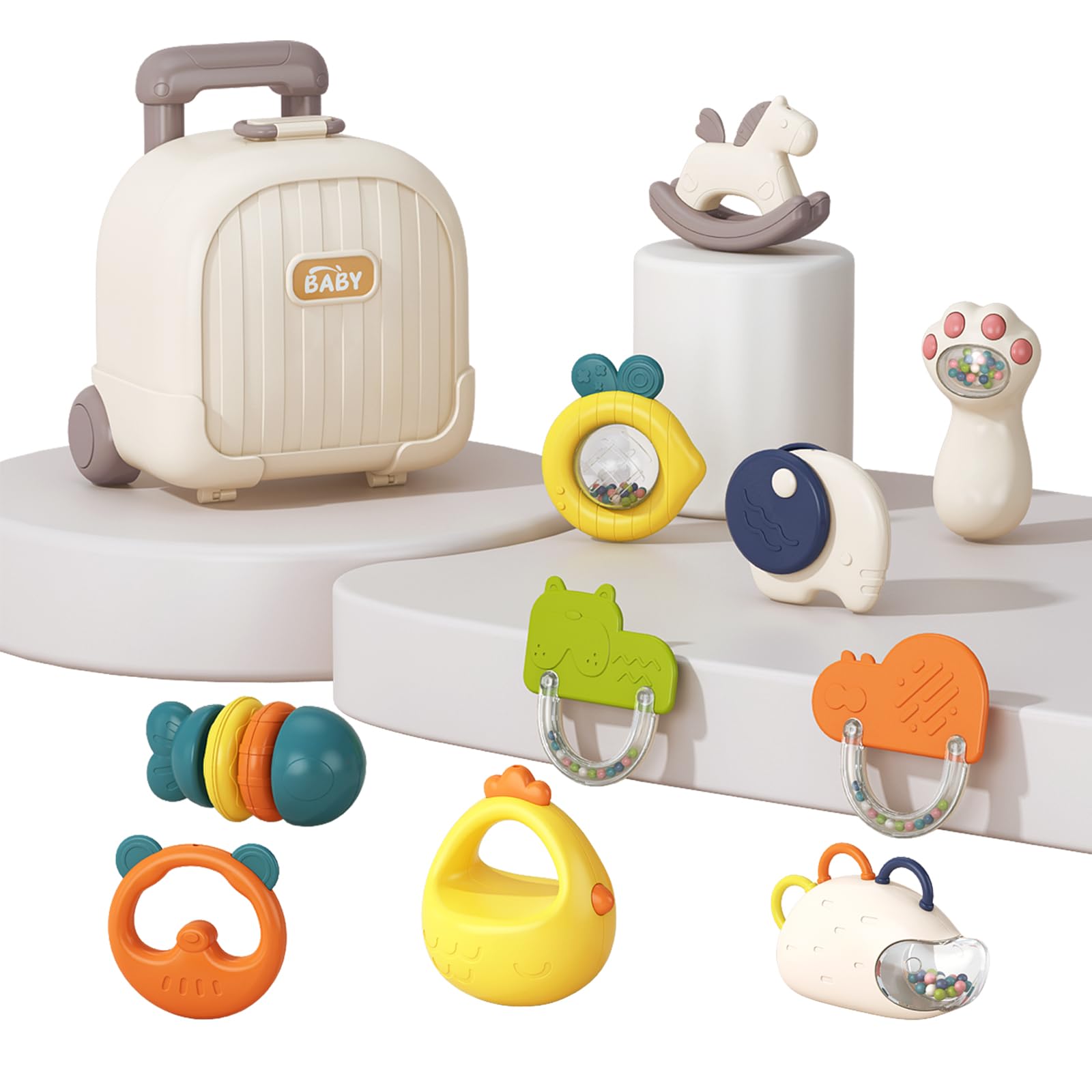 Baby Rattles and Teething Toys for 0-6 Months - Infant Rattle Toys for 3-6 Months and Baby Rattles for 6 to 12 Months - Gift Set for Newborn Boys and Girls