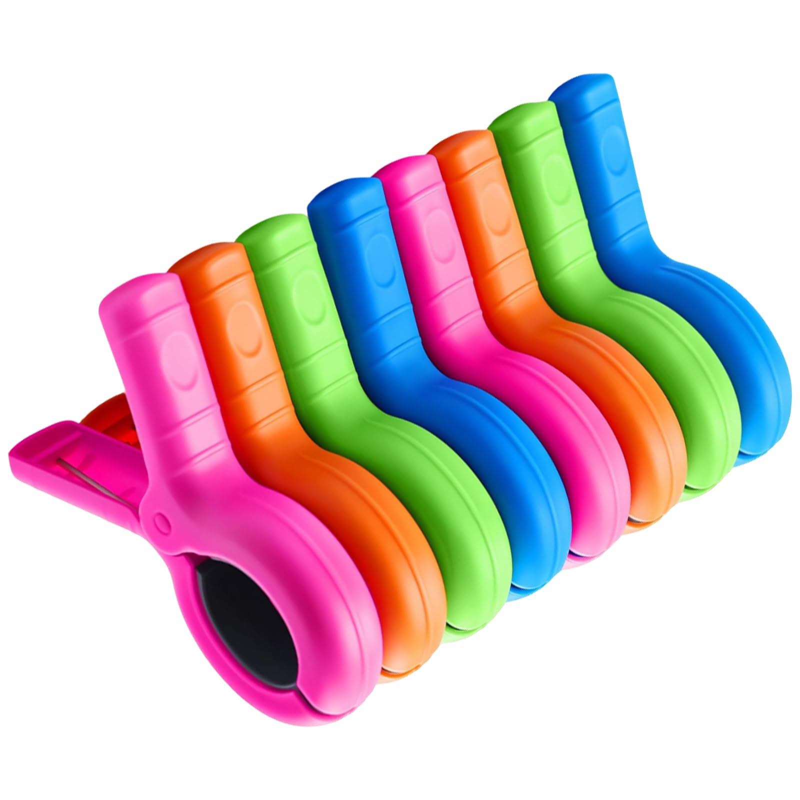8 Pcs Large Windproof Beach Towel Clips with Soft Silicone Pads - Secure Towels on Sun Loungers Sunbed Pool Chairs, Clothes Pegs for Washing Line Laundry Use, Durable Towel Pegs for Outdoor Essentials