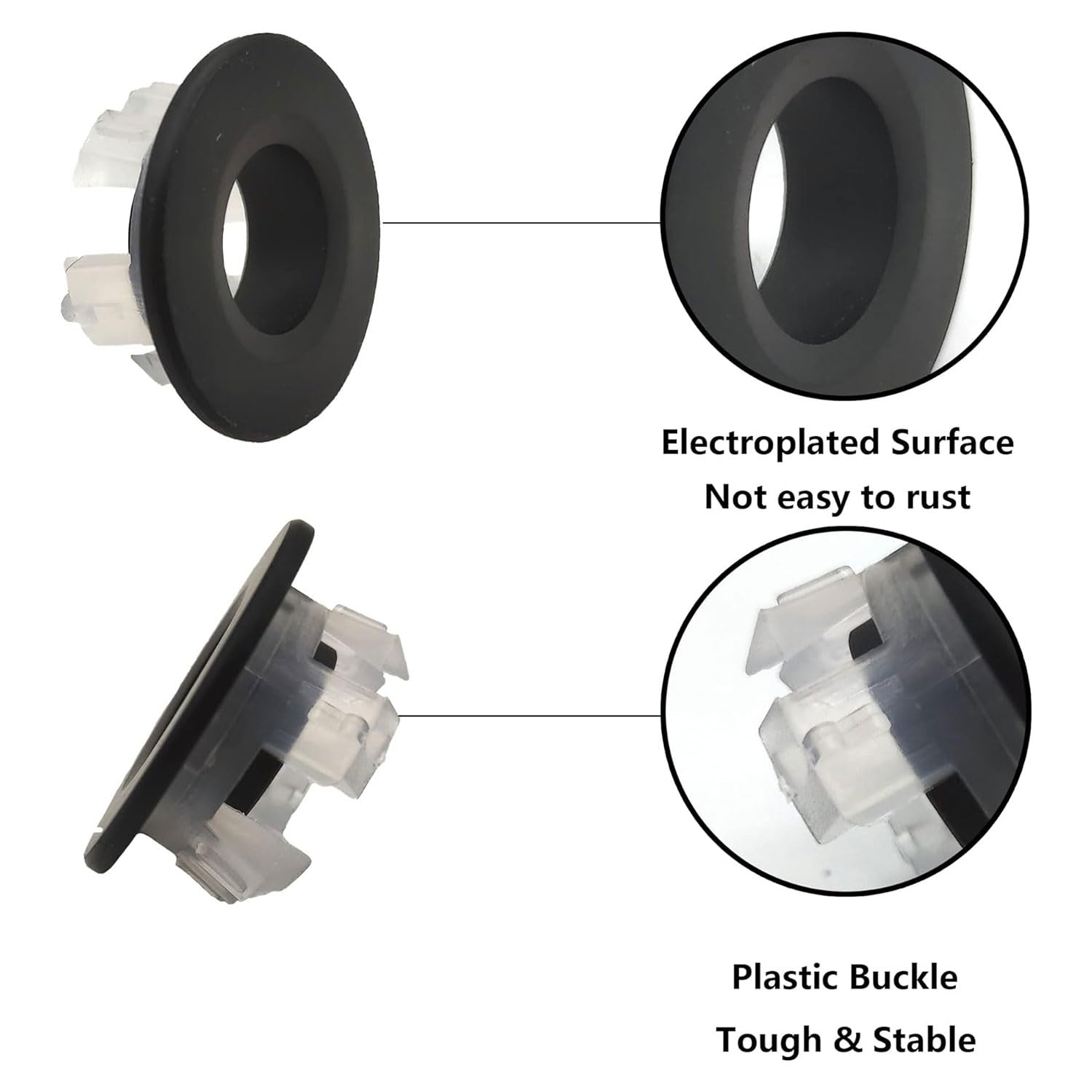 Tappi Di Troppopieno Per Lavabo - 4 Pezzi In Ottone - Per Foro Di Scarico - Nero - Foto 5