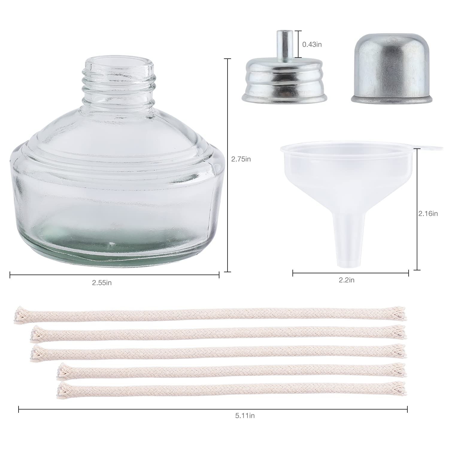 Zahnalkohol-Lampe, Glas, 150 ml, mit Metallkappe, 5 Ersatzdochte und Trichter Dental Alcohol Burner Lamp Glass 150mL - Dental Lab with Metal Cap & 5 Free Replacement Wicks & Funnel
