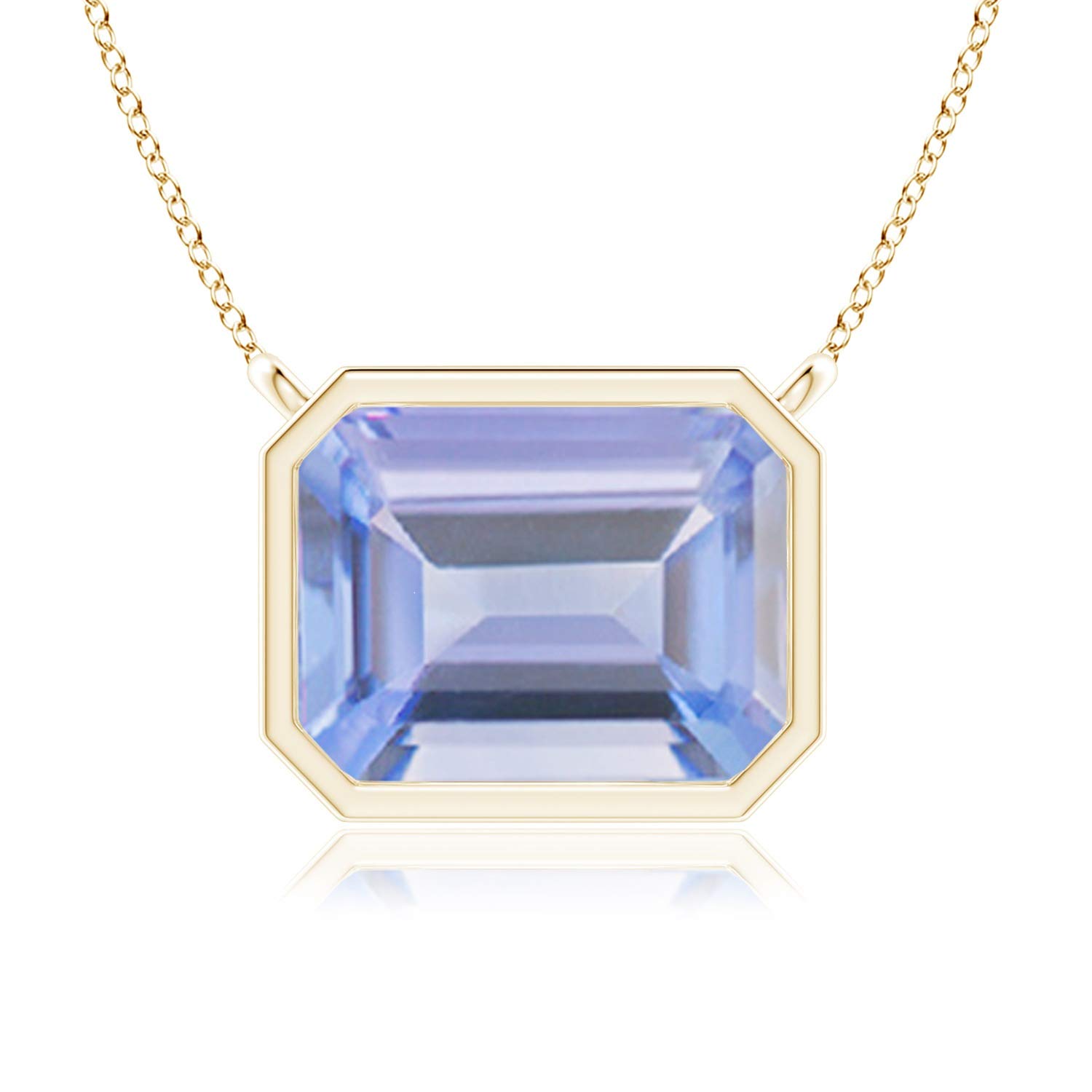 East-West Bezel-Set Emerald-Cut Tanzanite Pendant (9x7mm Tanzanite) - December Birthstone