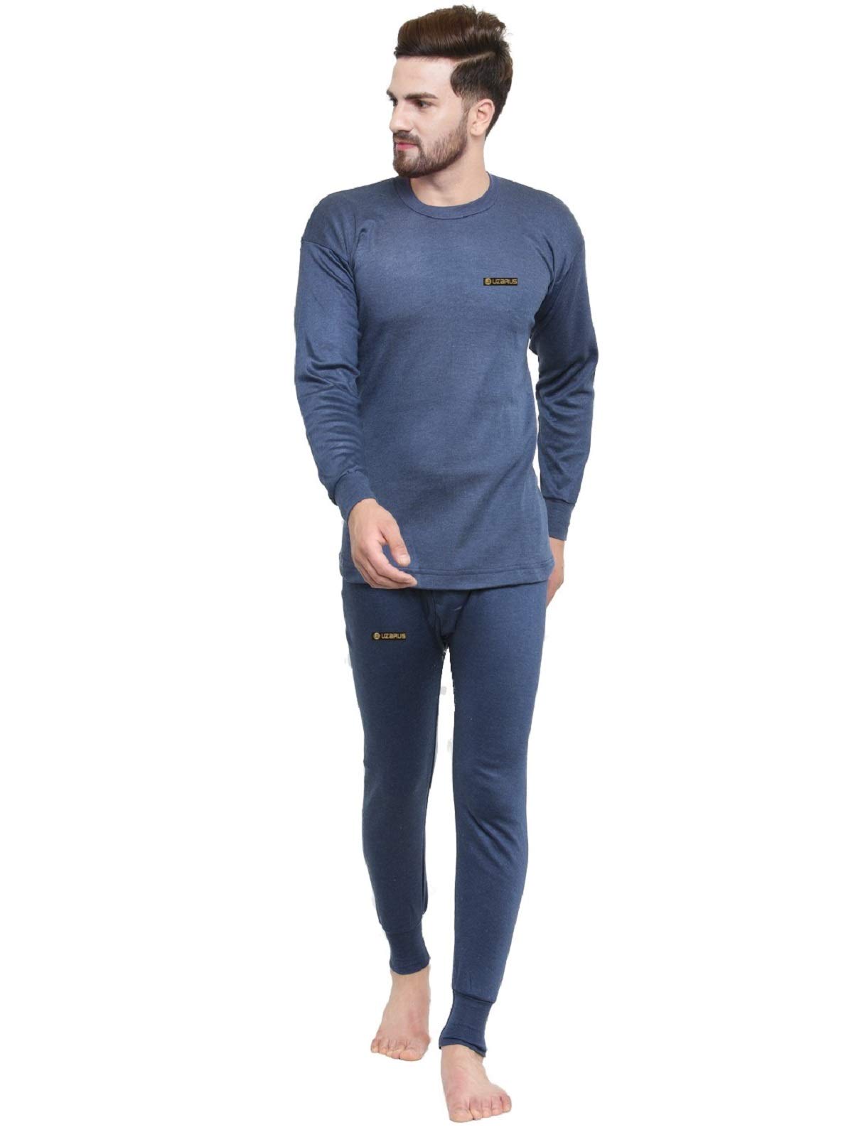 uzarus Men's Solid Thermal Set (Round Neck Vest and Trouser)-picture-33