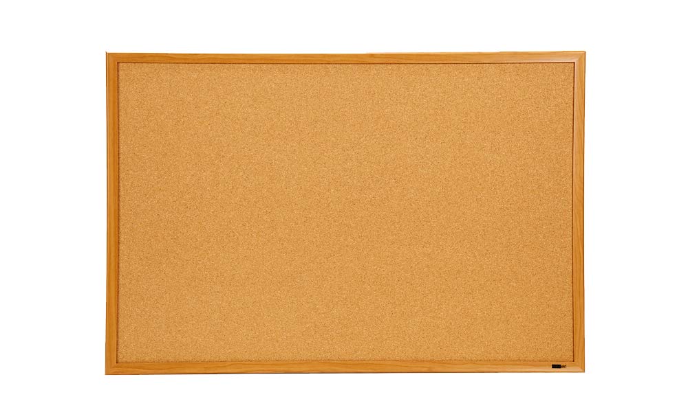 INNOVART Cork Board, Bulletin Board, 3' x 2', 36" x 24", Oak Finish Frame Corkboard