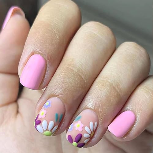 Short Press On Nails - Square Matte Pink False Nails