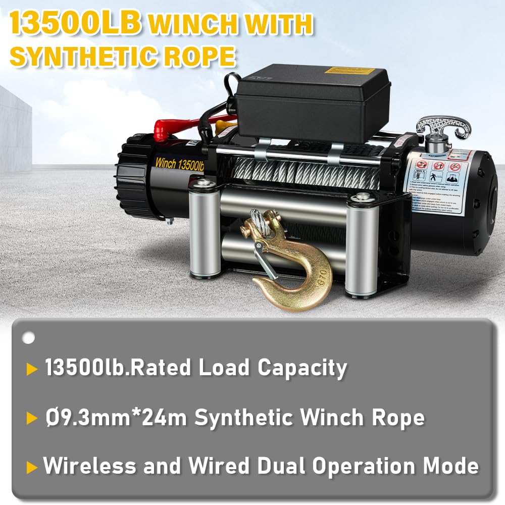 STANEW Treuil Électrique 13500lbs/6075kg 12V, Moteur Haute Puissance, Treuil de Récupération avec Câble en Acier Solide, Treuil Électrique avec Télécommande sans fil, Portable et Puissant