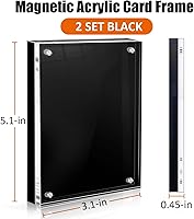 Vista 2 de Marco de exhibición de tarjetas de acrílico, marcos magnéticos para tarjetas de intercambio, protector de escritorio, 2 juegos de color negro