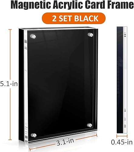 Miniatura 2 de Marco de exhibición de tarjetas de acrílico, marcos magnéticos para tarjetas de intercambio, protector de escritorio, 2 juegos de color negro
