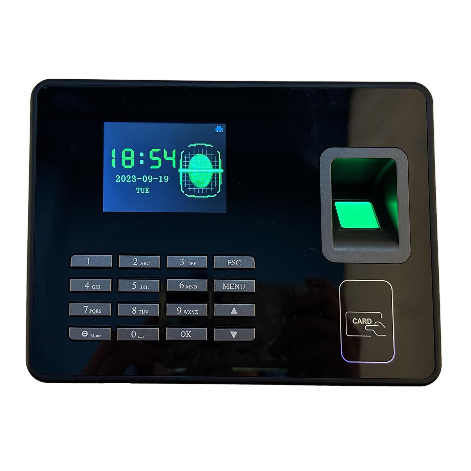 Macchina per la Presenza dei Dipendenti con Lettore di Impronte Digitali Biometrico con Gestione Intelligente delle Password LCD da 2,8 Pollici per Ufficio (Spina europea),Sistema di presenze