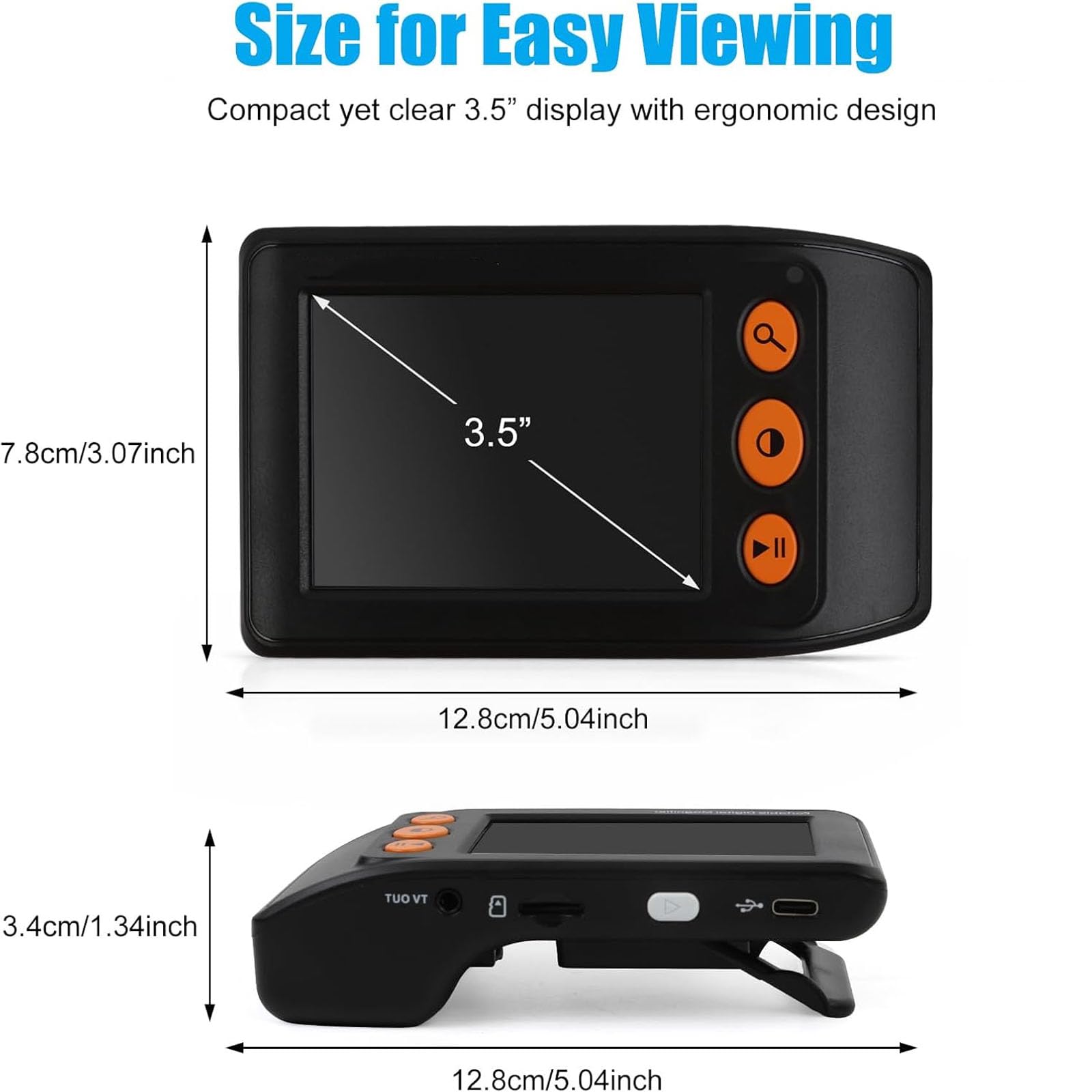 JOSBY Tragbare Digitale Videolupe, 3,5-Zoll-Handheld-lesehilfe, 2- Bis 25-facher Zoom Mit 8 Farbmodi, Tv-Ausgang, Fotofunktion Für Sehbehinderte Und Ältere Menschen Beim Lesen Von Black