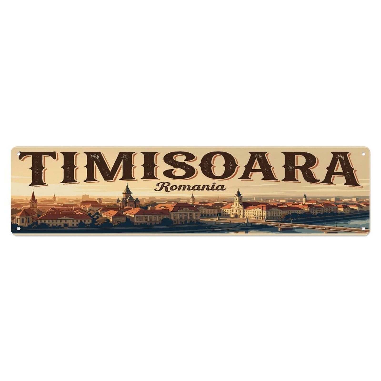 Tgrcjimh Style Metal Tin Sign Vintage Travel Romania Timisoara