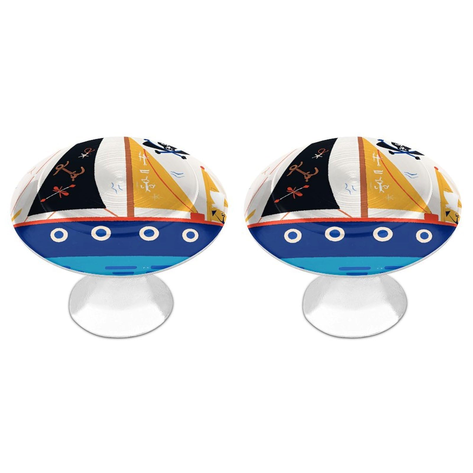 FodPand Round Cabinet Knobs 2 Pack,Stainless Steel Dresser Knobs Drawer Pulls Nautical Sailing Pirate Kitchen Cabinet Pulls Door Knobs Dresser Drawer Handles Easy Install for Home Office Kitchen