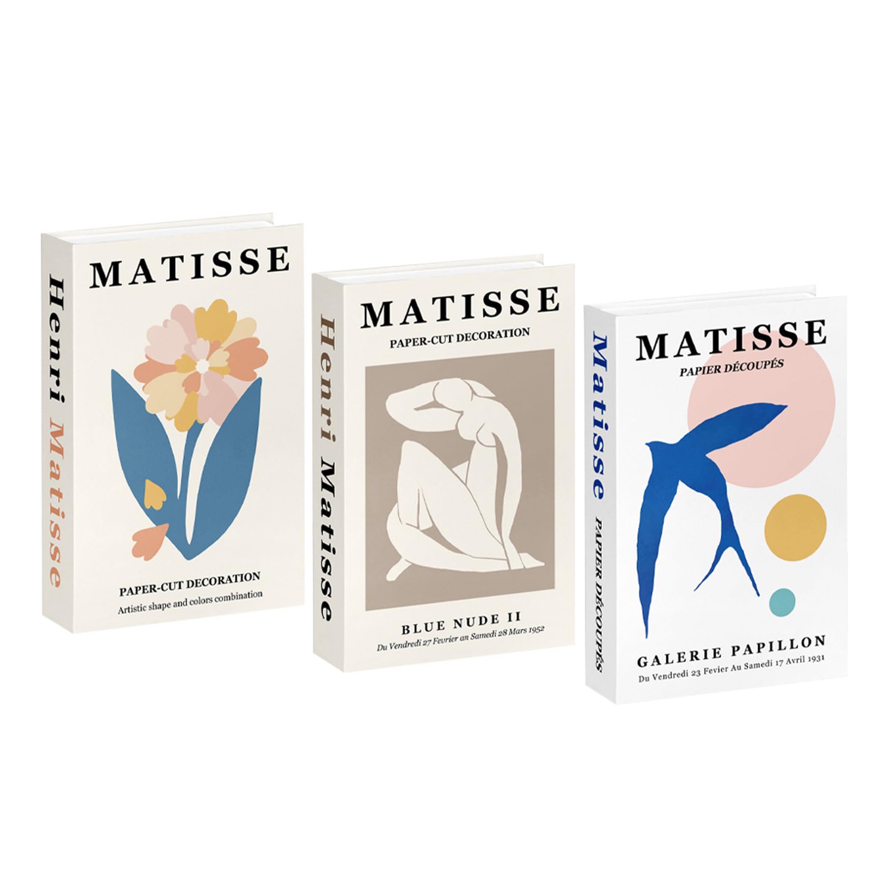Umimiss 3pcs Preppy Room Decor - Preppy Stuff Preppy Things Fake Books, Faux Books For Decoration, Coffee Table Decorations, Bookshelf Decor For Girls Coquette Vintage Aesthetic Room Decor (MATISSE)