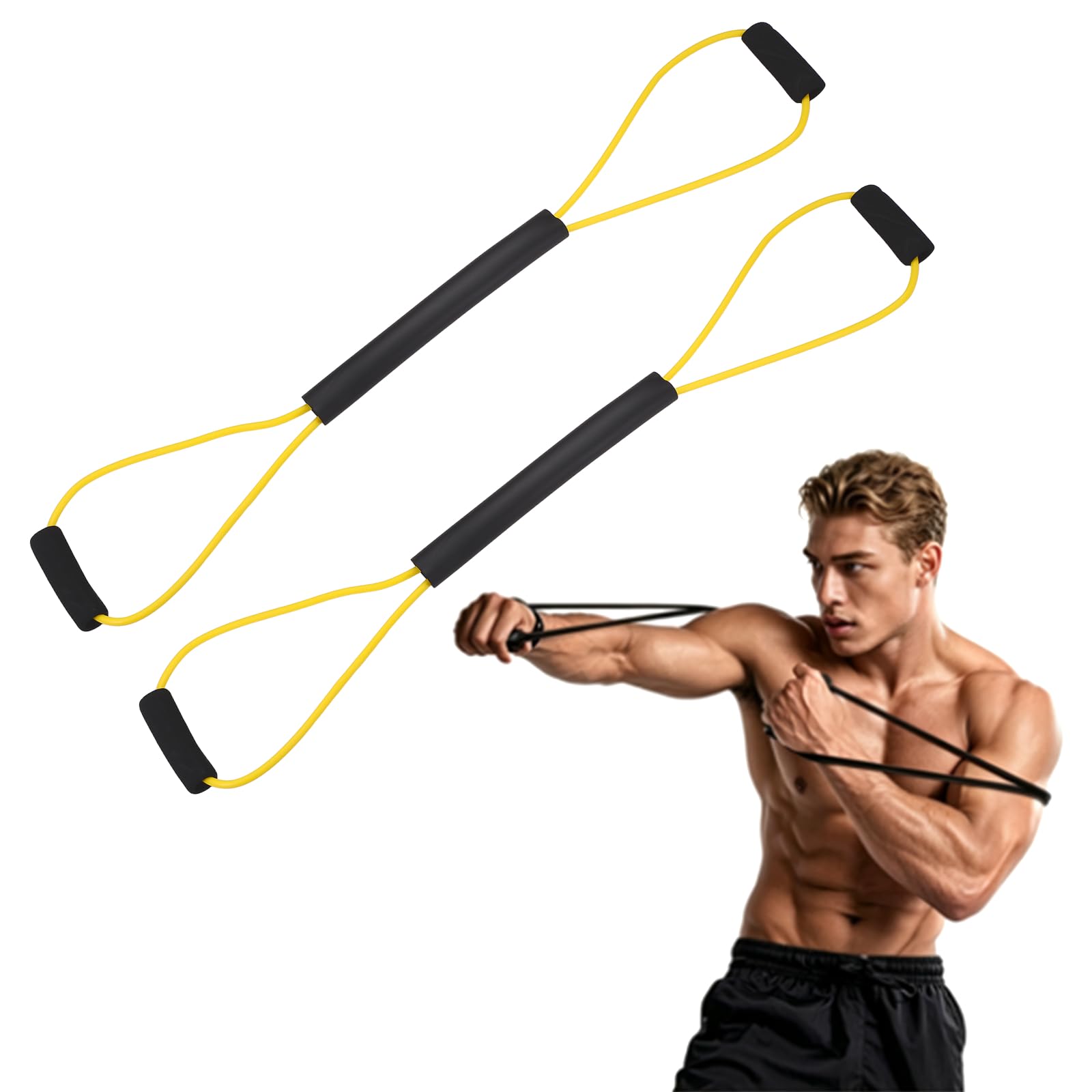 YELARXI Boxing Resistance Bands, 15 LB Arm Strength Exercise Straps Shadow Boxing Resistance Bands Yellow-Fitting For(Explosive Strength/Speed/Home Training/Body Fitness)