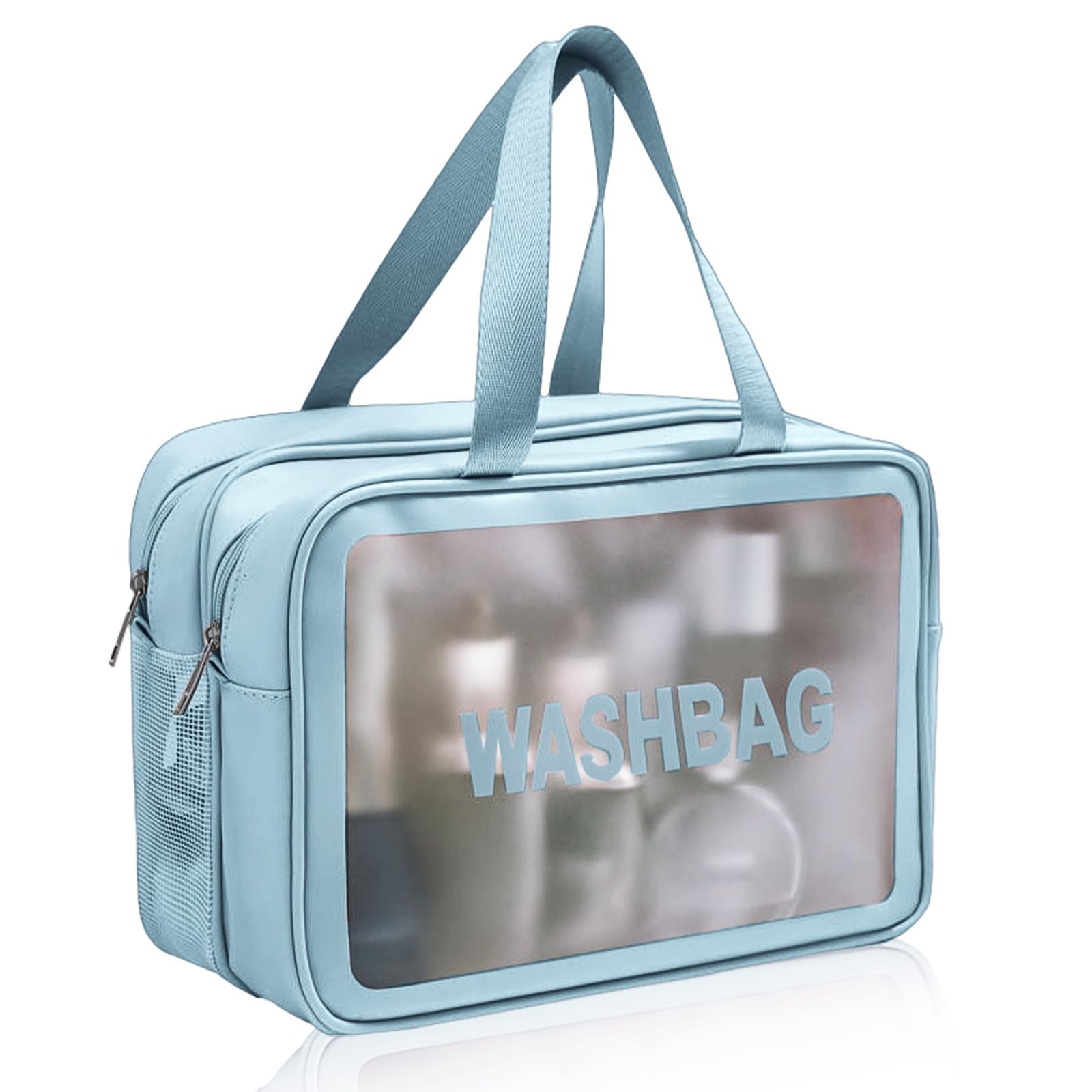 BINYI Neceser de cosméticos bolsa de aseo para mujer bolsa de aseo para hombre seco y húmedo bolsa de aseo portátil impermeable bolsa de maquillaje con gran capacidad bolsa de almacenamiento, azul, 28 x 12