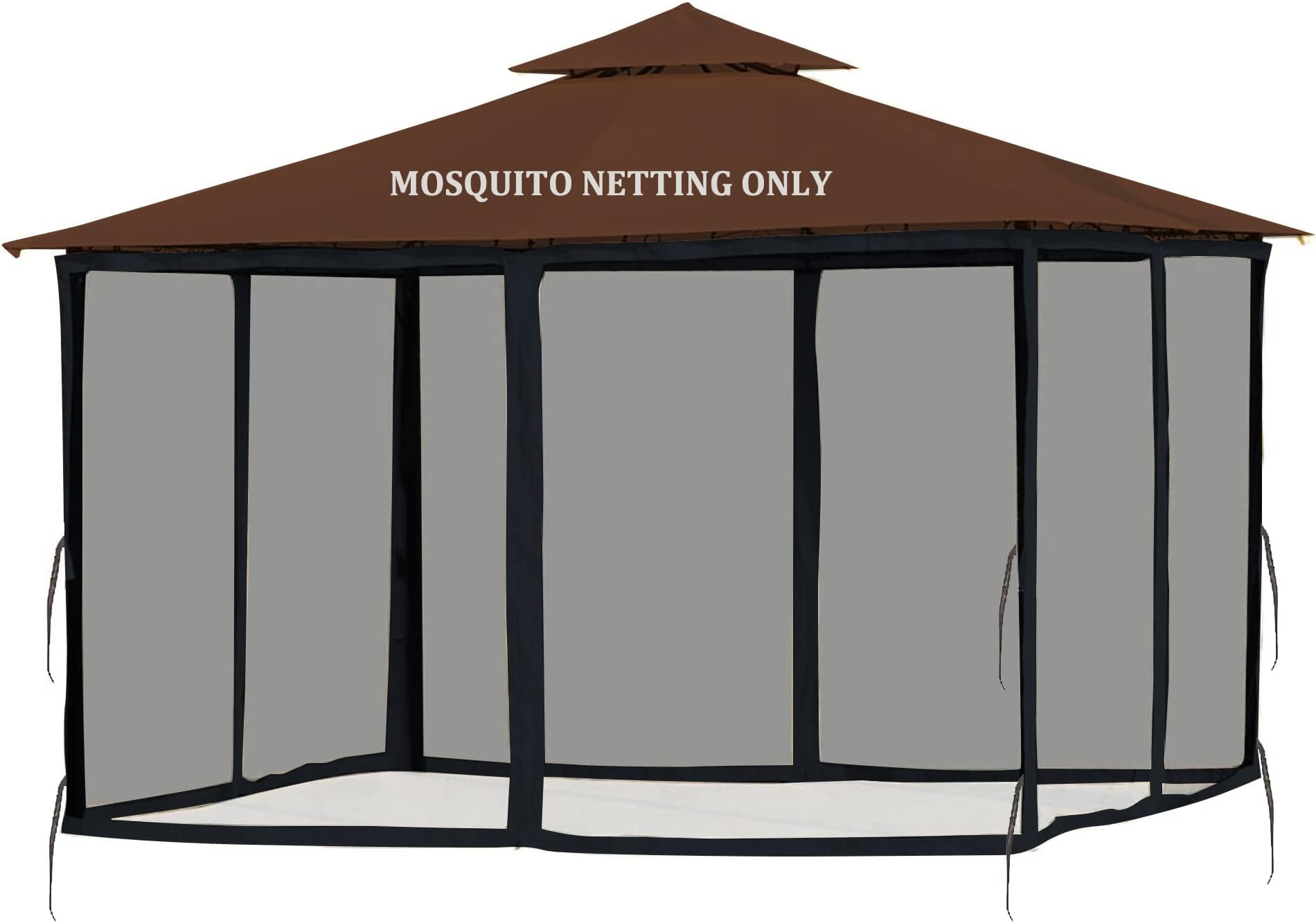 Gazebo Mosquito Netting Replacement 10' x 12' x 7'1'', Universal Gazebo Netting for