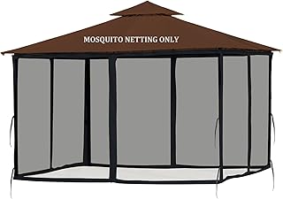 Softclub Gazebo Mosquito Netting Replacement 10x12ft, Universal Gazebo Netting for Outdoor Patio Garden Backyard Gazebo Canopy 4-Panel Screen Sidewall, Black (Mosquito Net Only)