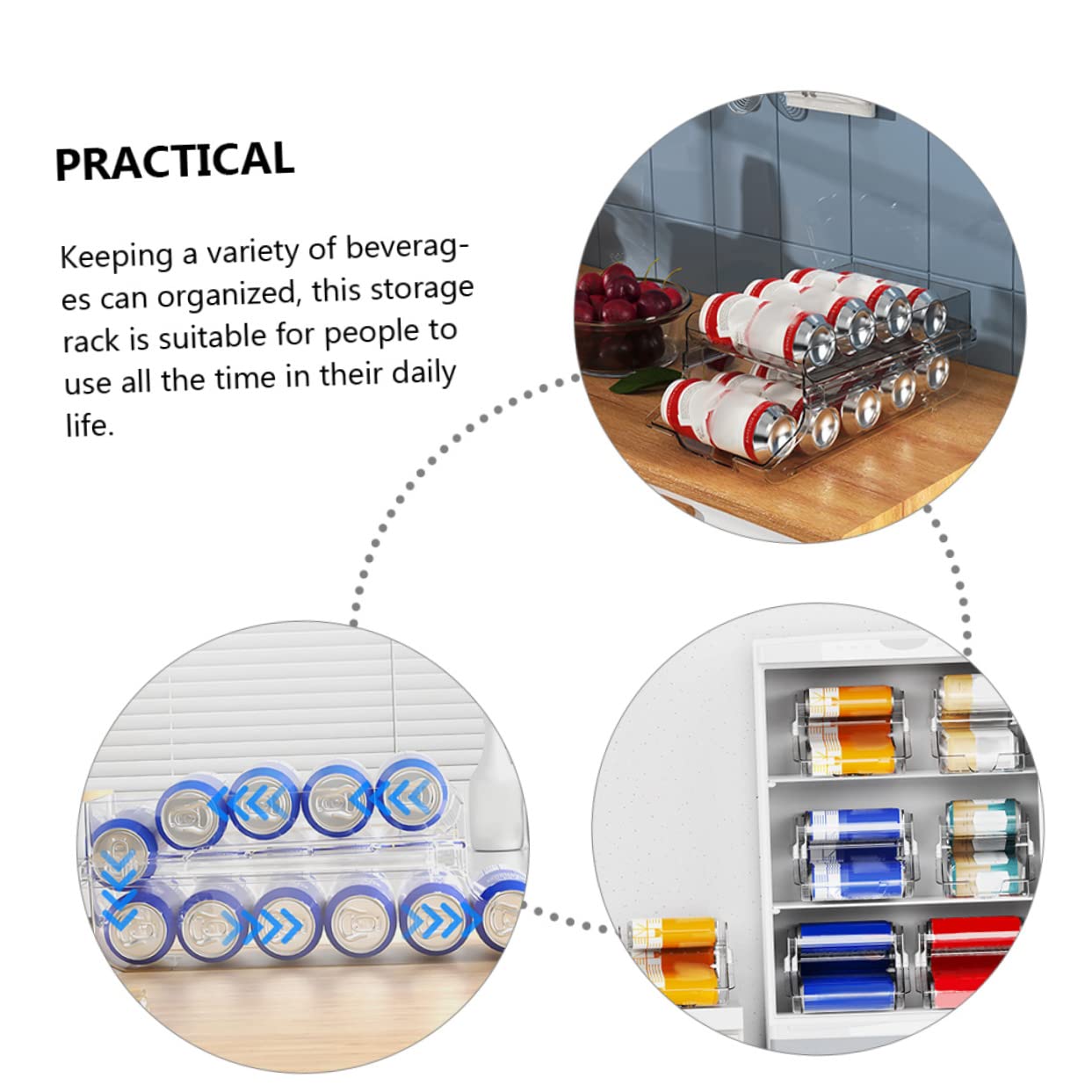 Sosoport Dispensador de Latas para Refrigerador de Doble Capa de Plástico | Organizador de Bebidas para Nevera, Diseño Automático de Rodado, 1 Pieza