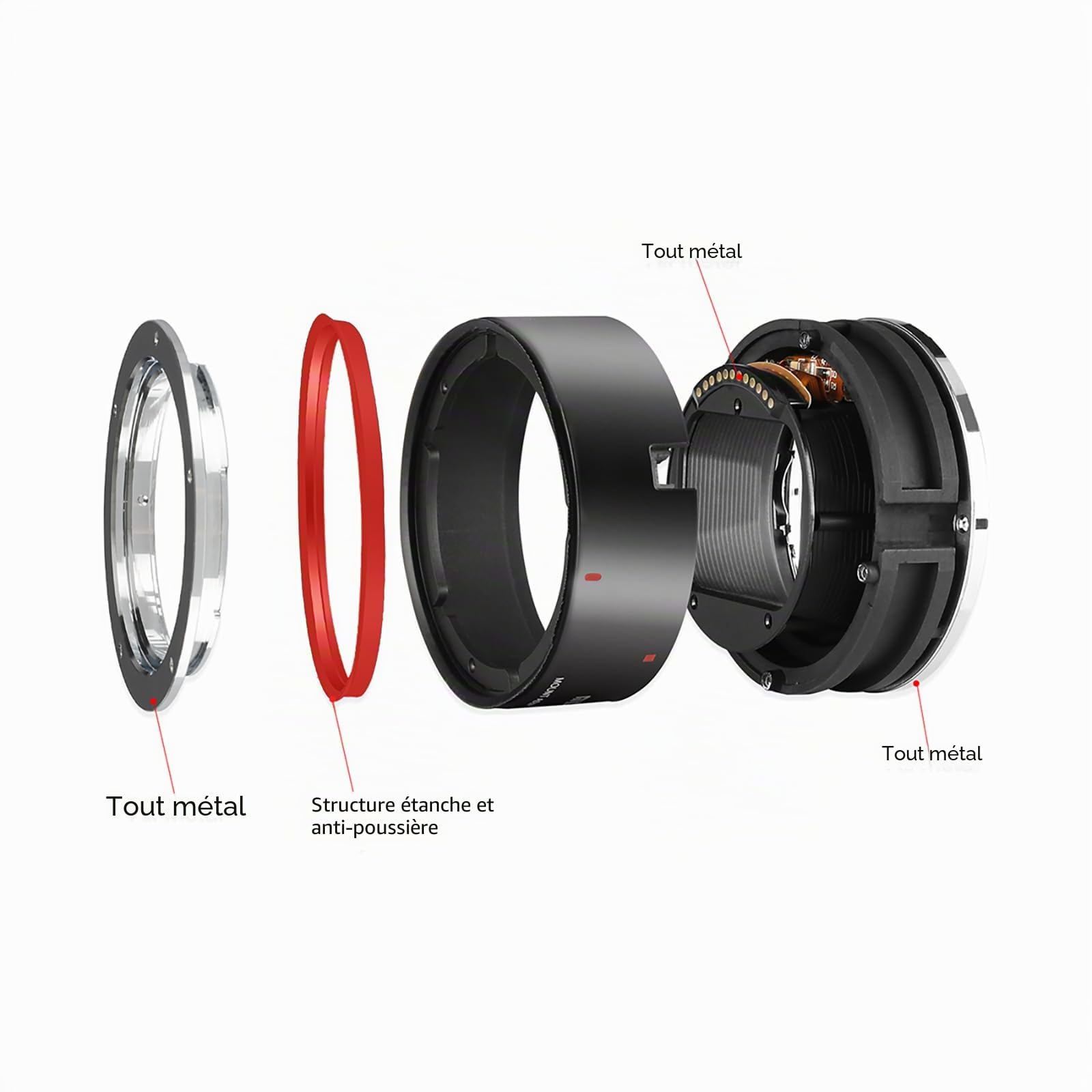 Meike Adaptateur d'objectif en métal EF-EOSR pour Objectif Canon EF/EF-S vers EOS-R EOS-RP R5 R6 R7 R10 C70 et Red Komodo
