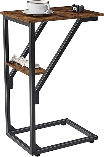 Mesa auxiliar en forma de C, mesa auxiliar de sofá pequeño, mesa de bandeja de sofá para sala de estar, dormitorio, mesita de noche ET-D-BR1