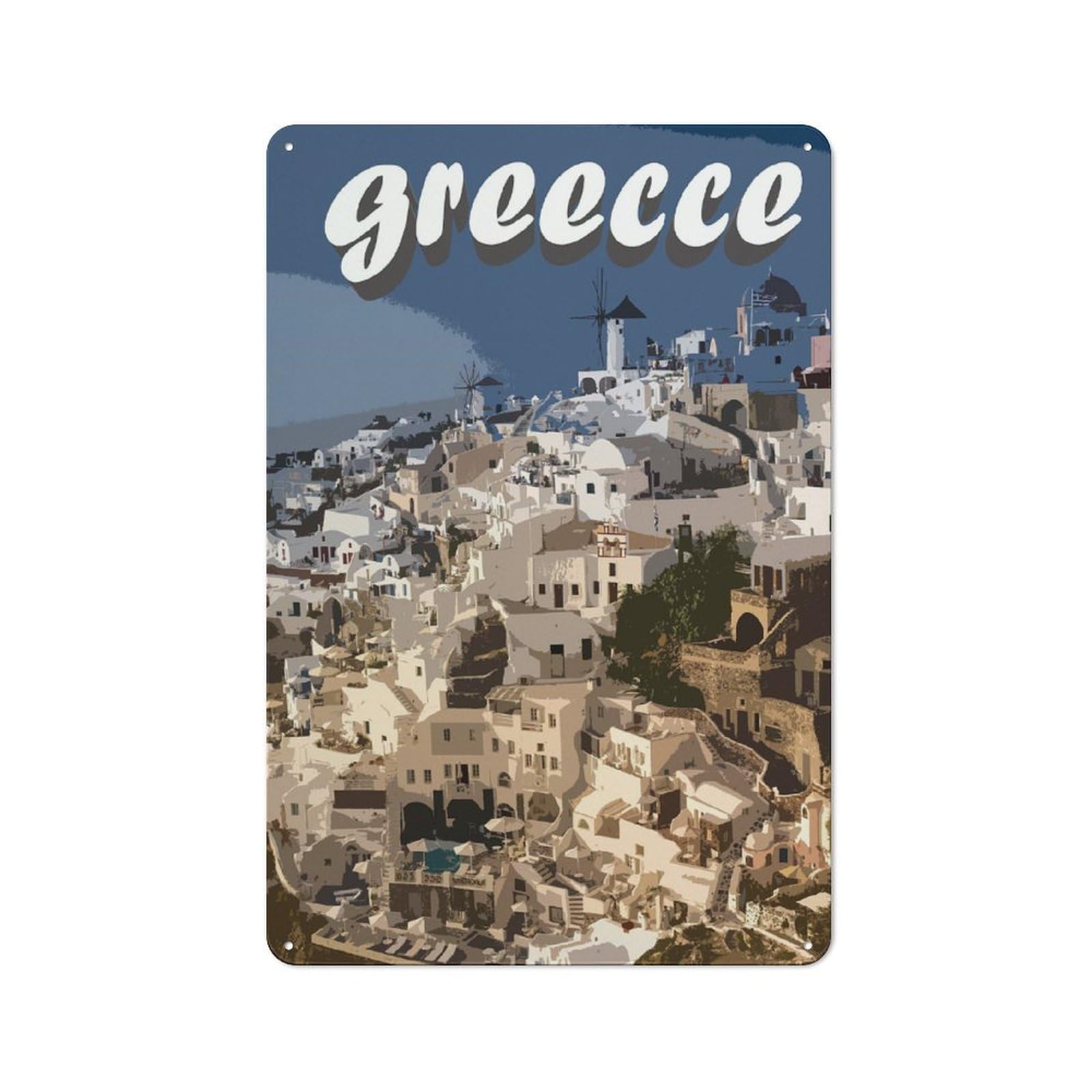 Junmoney Style-3 Greece(2) Metal Wall Art Sign 30X20cm, Vintage Old Style Wall Plaque For Living Room, Hallway, Kitchen Or Cafe