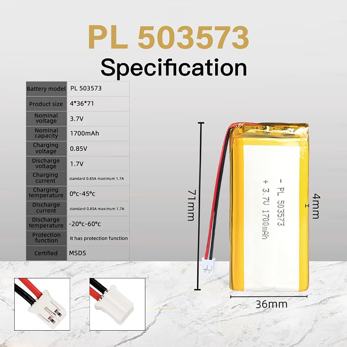 Amazon | 3.7V 1700mAh 2P PH 2 0mm ピッチ リチウムイオン充電式