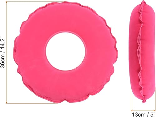 Miniatura 2 de PATIKIL Cojín de asiento inflable, paquete de 2 cojines portátiles de dona para silla con bomba para oficina en casa, azul y rosa