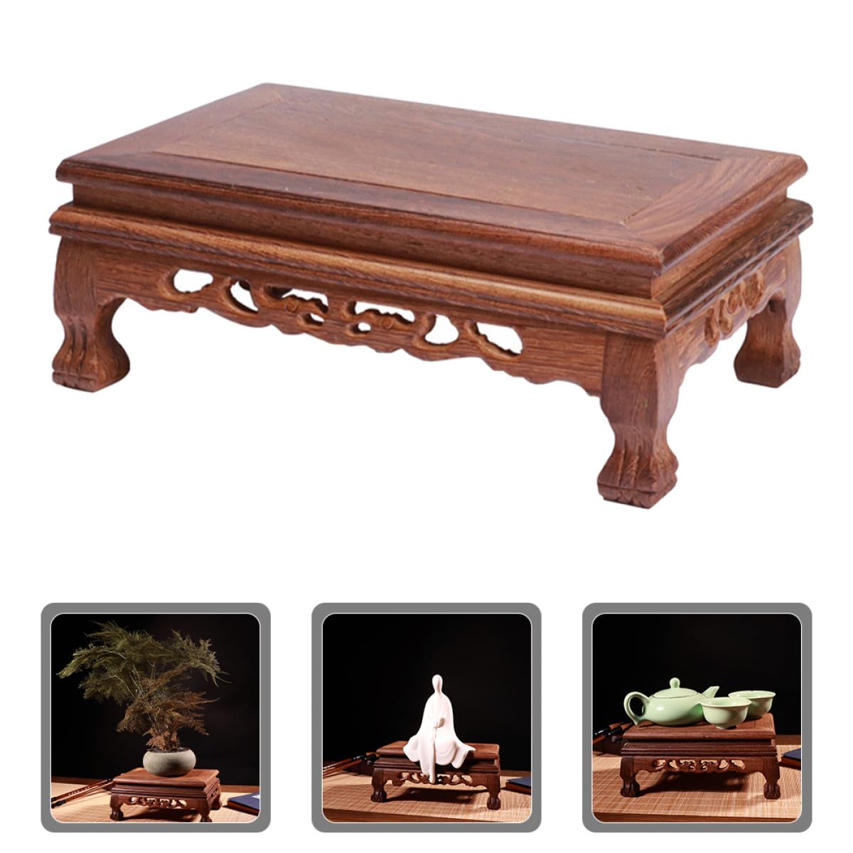 SUPVOX Base Expositora Rectangular de Madera Tallada para Jarrones y Estatuas Budistas Diseño Elegante y Uso Versátil Habitación o Mesa