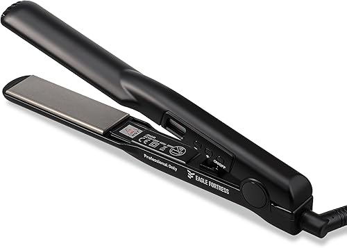 Plancha de pelo profesional, plancha plana de iones negativos de titanio, calentamiento rápido de 30 segundos, pantalla LED de temperatura en tiempo