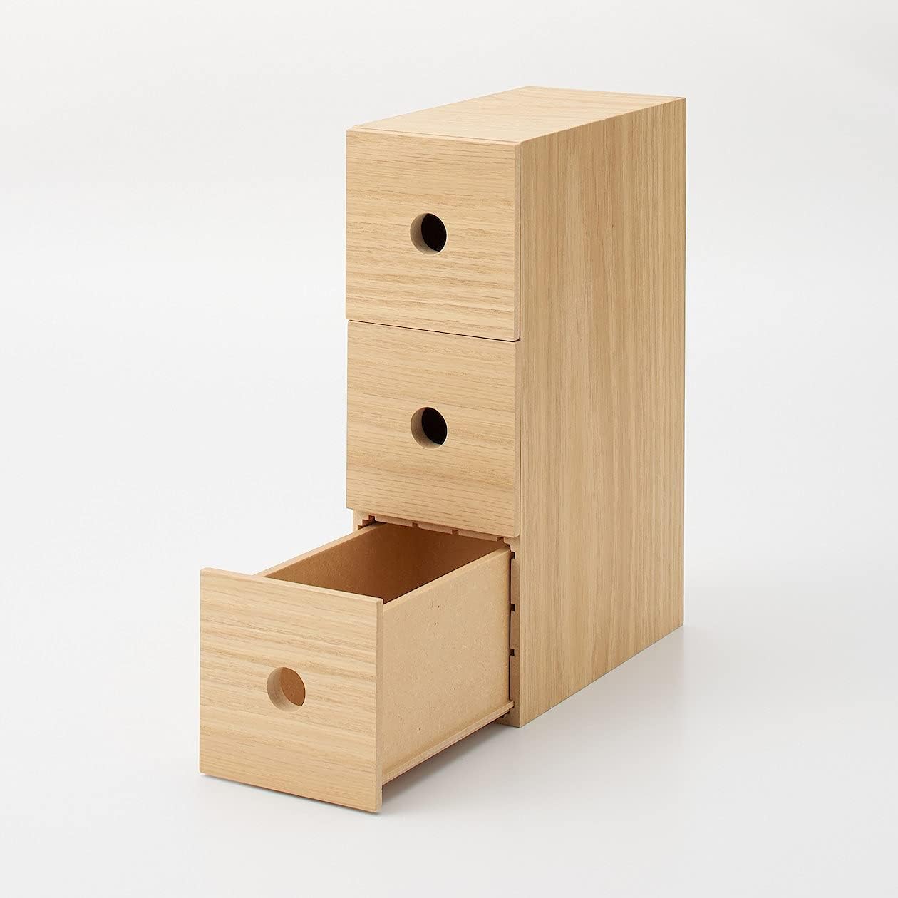MUJI 82603323 Wooden Accessory Storage, 3 Tiers, Approx. Width 3.3 x Depth 6.7 x Height 9.9 inches (8.4 x 17 x 25.2 cm)