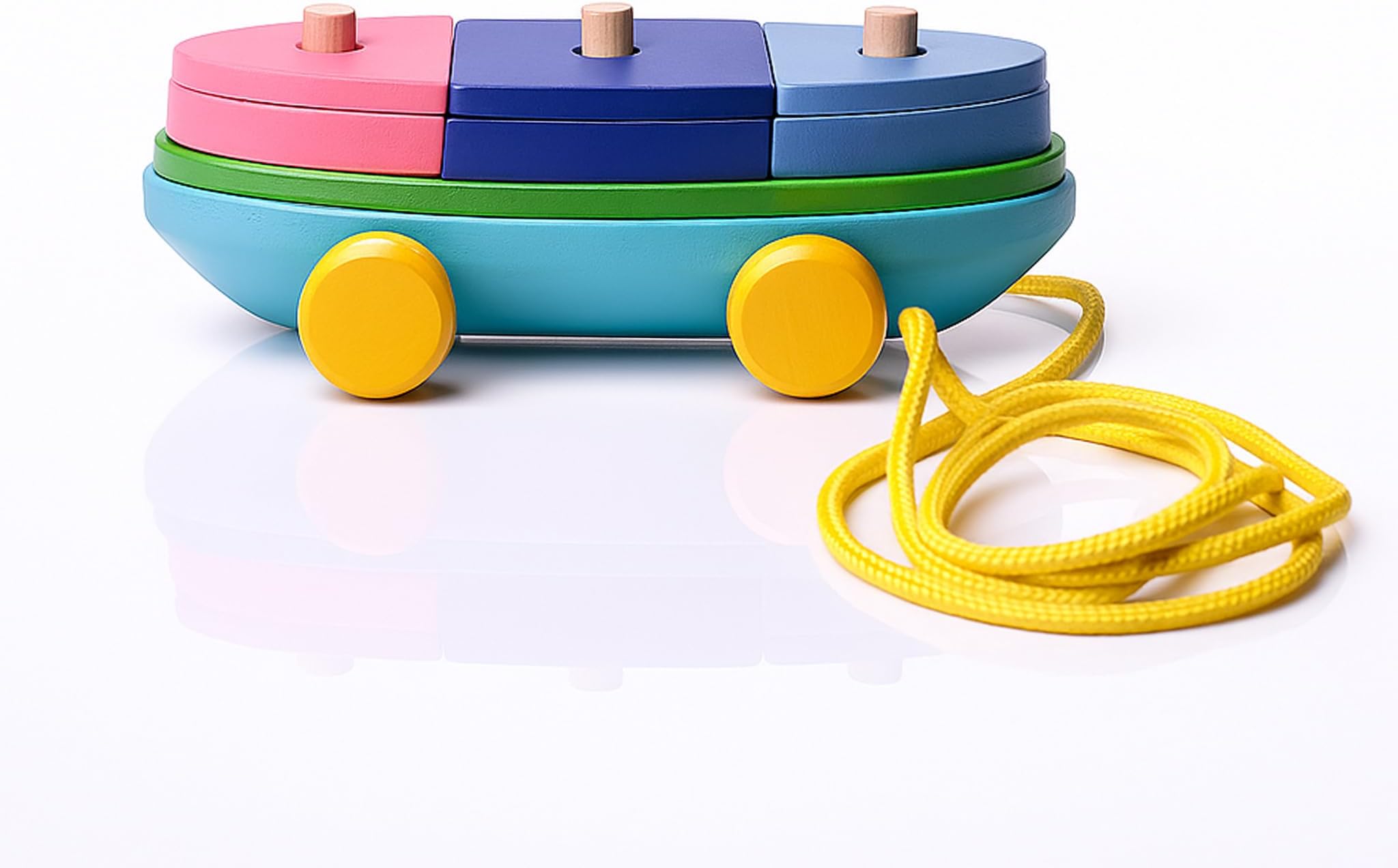 - Stack and Sail | Wooden Pull-Along Toy for Kids | Wooden Boat Toys for Toddlers | Motor Skill & Walking Balance Development | Early Learning Pull String Toys with Moving Wheels