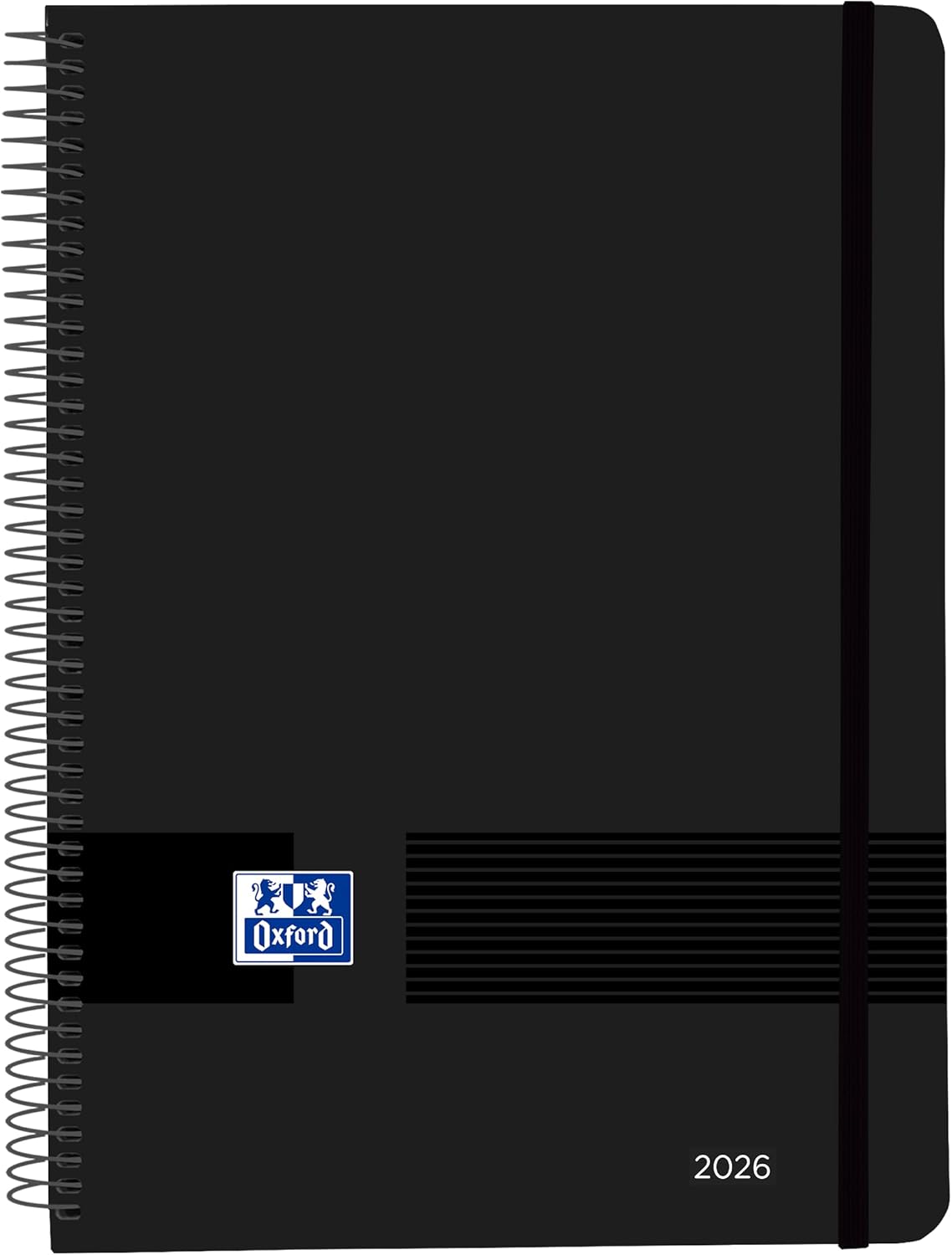 Oxford Live & Go 2026 A5 Week to View Plastic Spiral Bound Diary - Spanish - Black