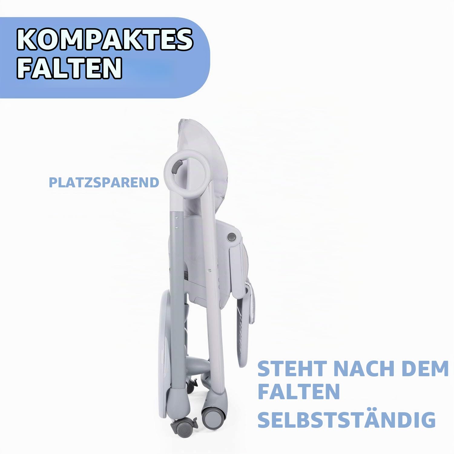 Chicco Polly2Start Baby Hochstuhl ab Geburt bis 3 Jahre (15 kg), Verstellbarer Kinderhochstuhl mit 4 Rädern, Liegefunktion und Kompakte Schließung