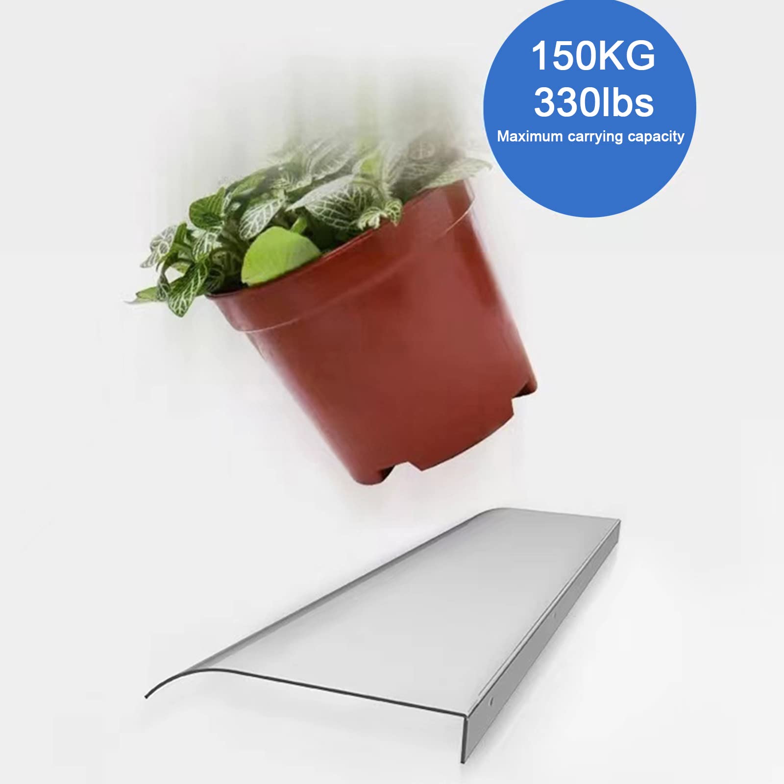 Toldo curvado de policarbonato para puerta de entrada, protección UV, cubierta de techo transparente para el hogar, jardín, entrada (4 pies)