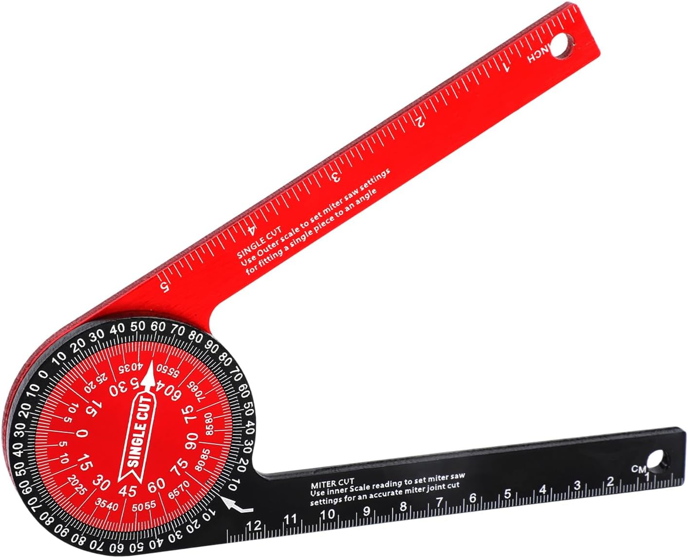 18.5cm/7.3in Miter Saw Protractor, Aluminum Miter Protractor for Inside/Outside Corner Measurement Angle Finder Tool with Precision Engraved Scales for Carpenters Plumbers DIY Projects