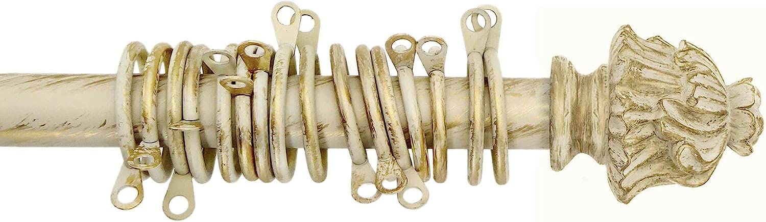 Gardinenstange Ausziehbar, Vorhangstange Gardinenstange variable Länge Landhaus Shabby Chic - Vintage - 160-300 - Durchmesser 2 cm - Elfenbein Dunkel/Gold - Metall