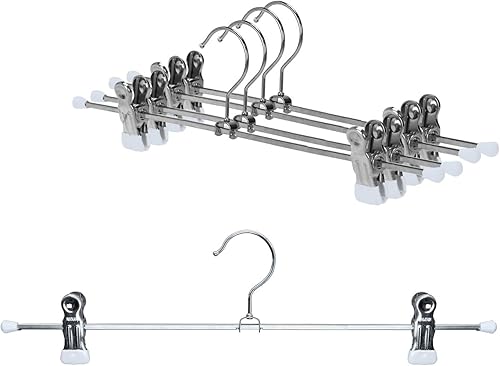 Miniatura 15 de Mawa by Reston Lloyd - Percha antideslizante para pantalones y faldas con dos clips, estilo K/40D, juego de 10, 15 3/4 pulgadas de largo, rojo