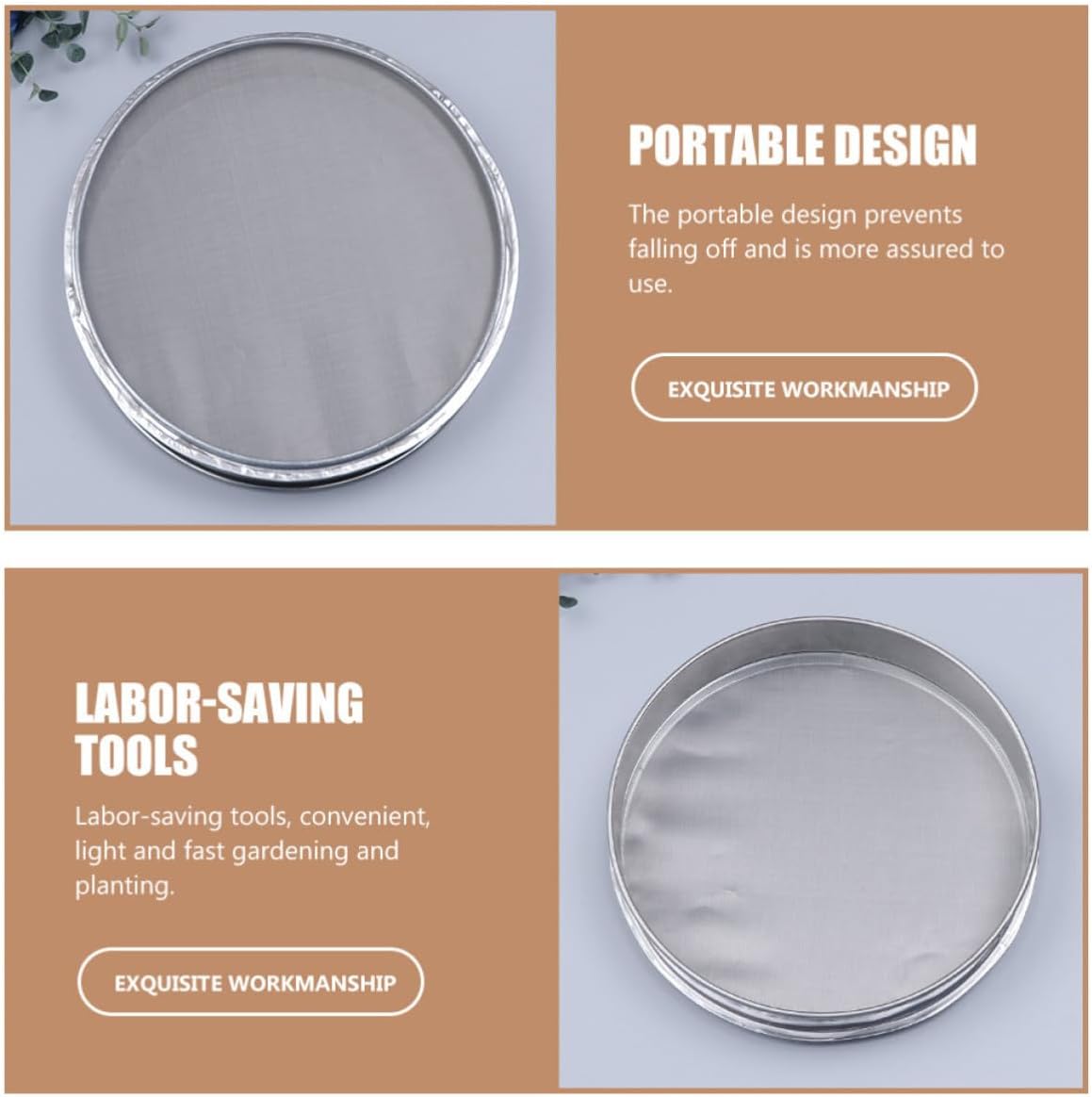 SOLUSTRE Fine Mesh Strainer Stainless Steel Sieve 35cm Diameter Baking Flour Sifter for Kitchen and Cooking