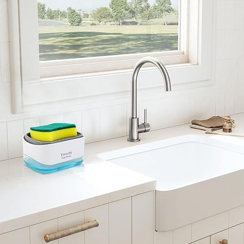 Miniatura 5 de 6 esponjas de limpieza de cocina, 1 embudo de silicona plegable, 1 dispensador de jabón para platos para juego de cocina por Ysvcofu bomba de