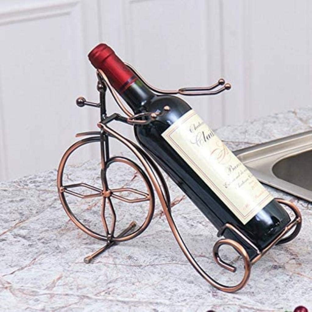 PANGPANGDEDIAN Sculpture Wine Rack Wine Glass Rack Tabletop Wine Rack Single Wine Bottle Holder Bicycle Style Wine Stand Metal Iron Process Wine Display Rack Decoration (Color : Metallic)